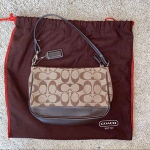 Coach 6094 Small Brown Leather Logo Shoulder Bag
